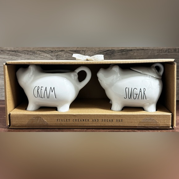 Rae Dunn Piglet Cream And Sugar Set - NEW - Picture 3 of 7